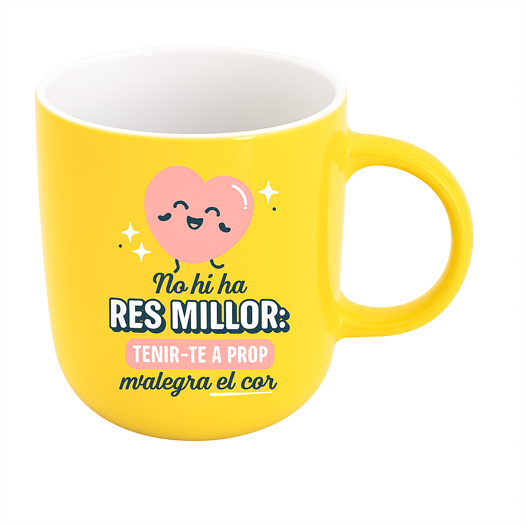 Tassa en català Mr. Wonderful amb missatge d'amor o d'amistat - No hi ha res millor: tenir-te a prop m'alegra el cor