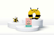 Pack Viaje abeja - Cojín cervical unicornio + llavero de peluche + libro de colorear