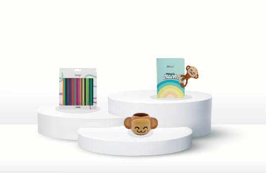 Pack Wonder World mono – Libreta A5 cierre mono de peluche + lápices de colores + taza 3D