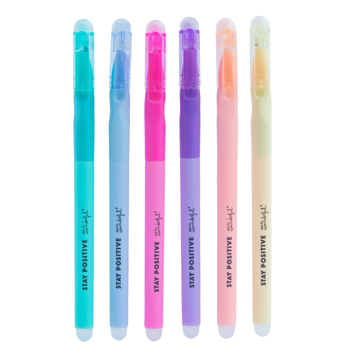 Set of erasable coloured pens to write without stopping