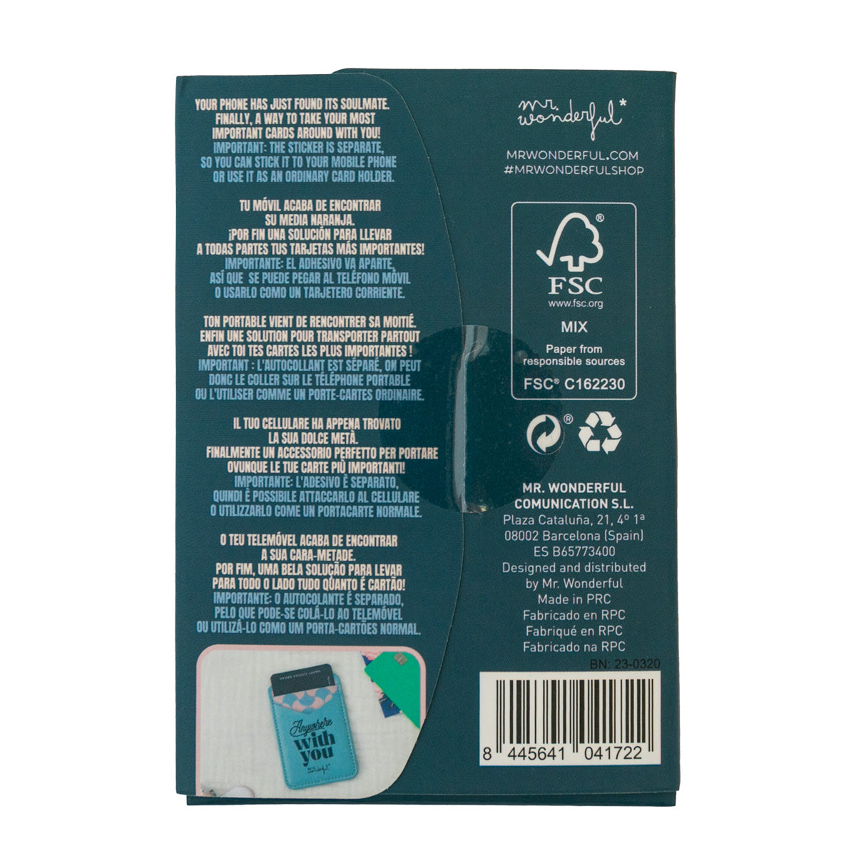 Porta-cartões adesivo para telefone - Em qualquer lugar com você 