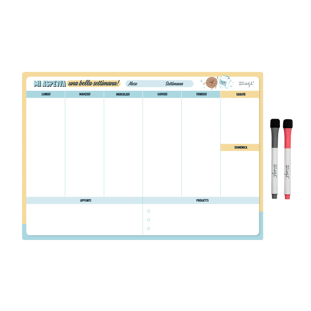 Planner settimanale magnetico e cancellabile - Mi aspetta una bella settimana!