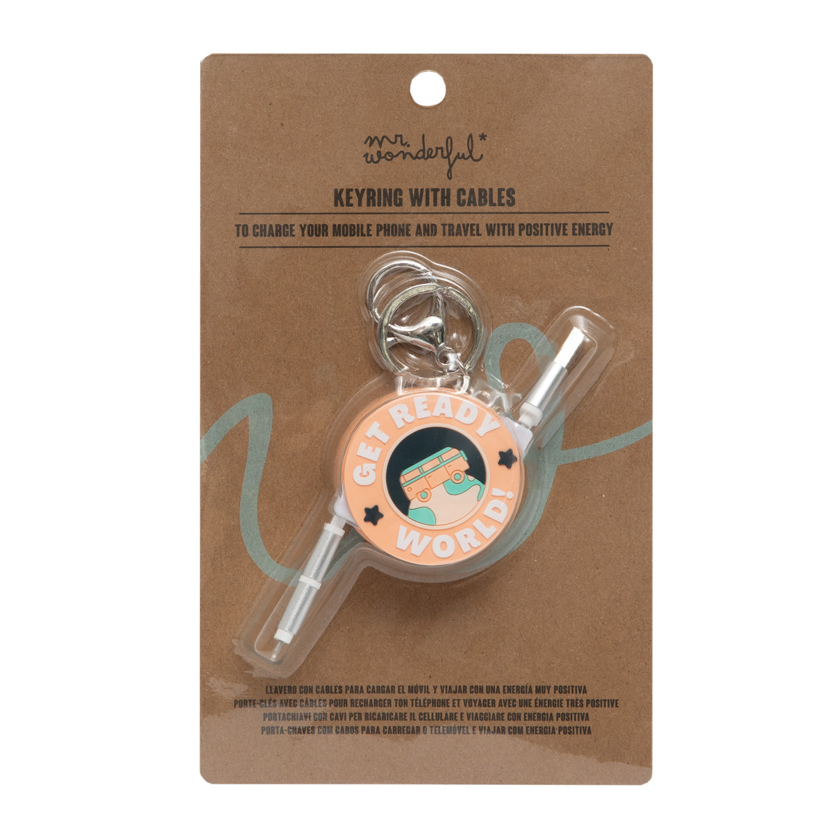 Keyring with cables to charge the phone orange - Get ready, world!