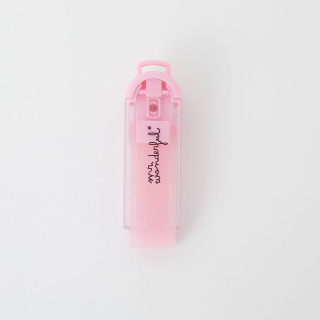 Goma de borrar con dosificador de ruedita - Pink glitter