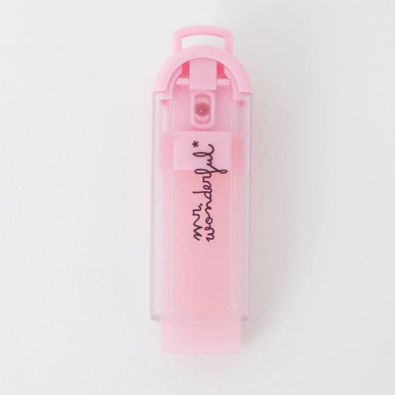 Goma de borrar Mr. Wonderful con funda dosificadora - Glitter rosa