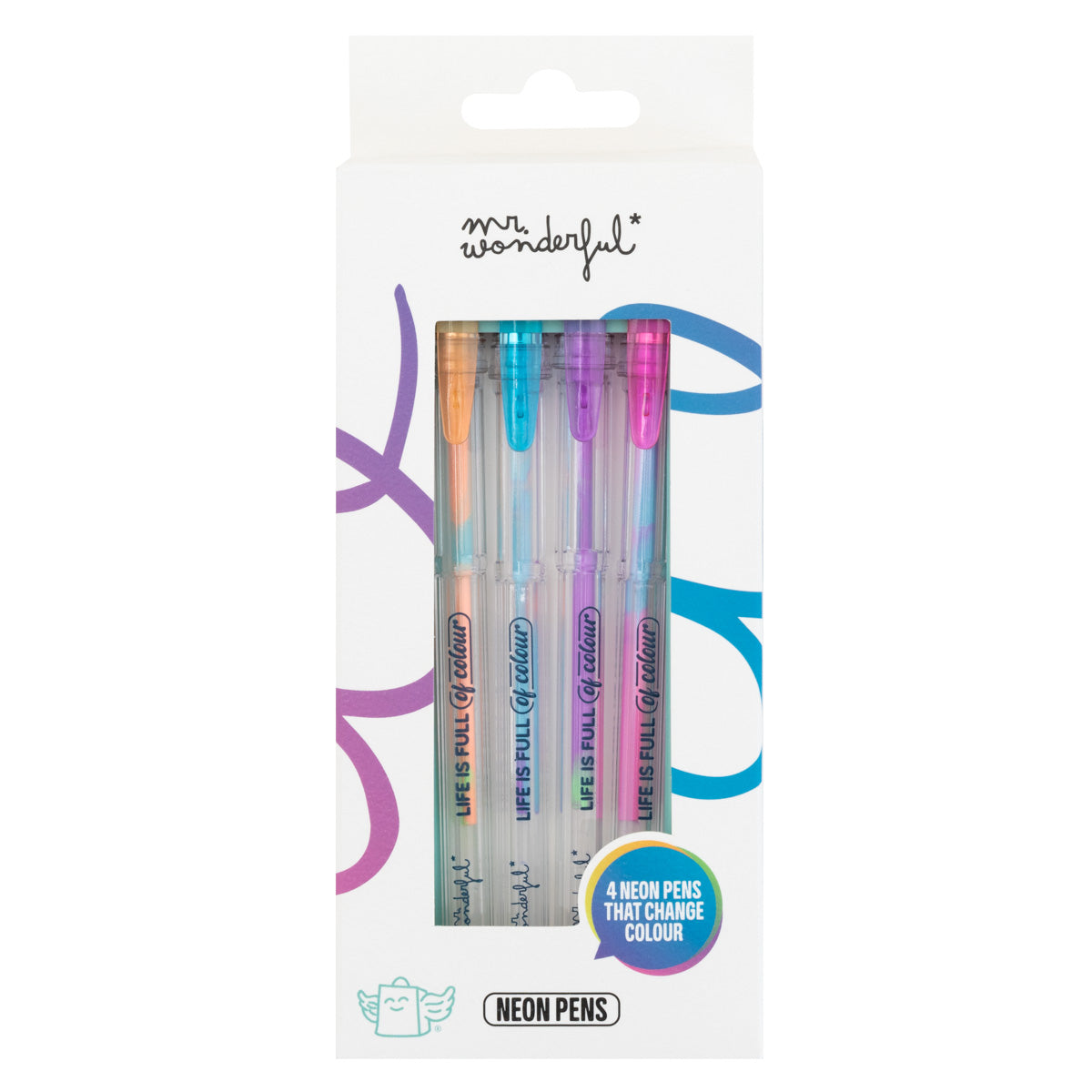 Set de 4 bolis multicolor de neón
