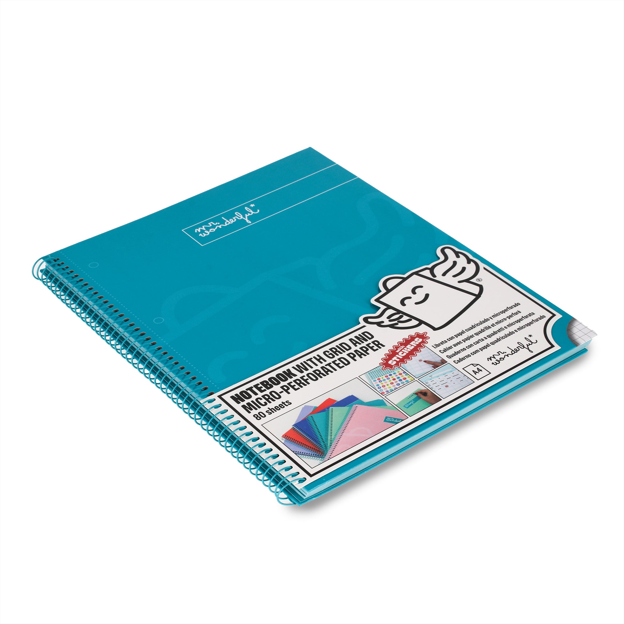 Libreta A4 Turquesa 80 sheets - Grid paper and micro-perforated