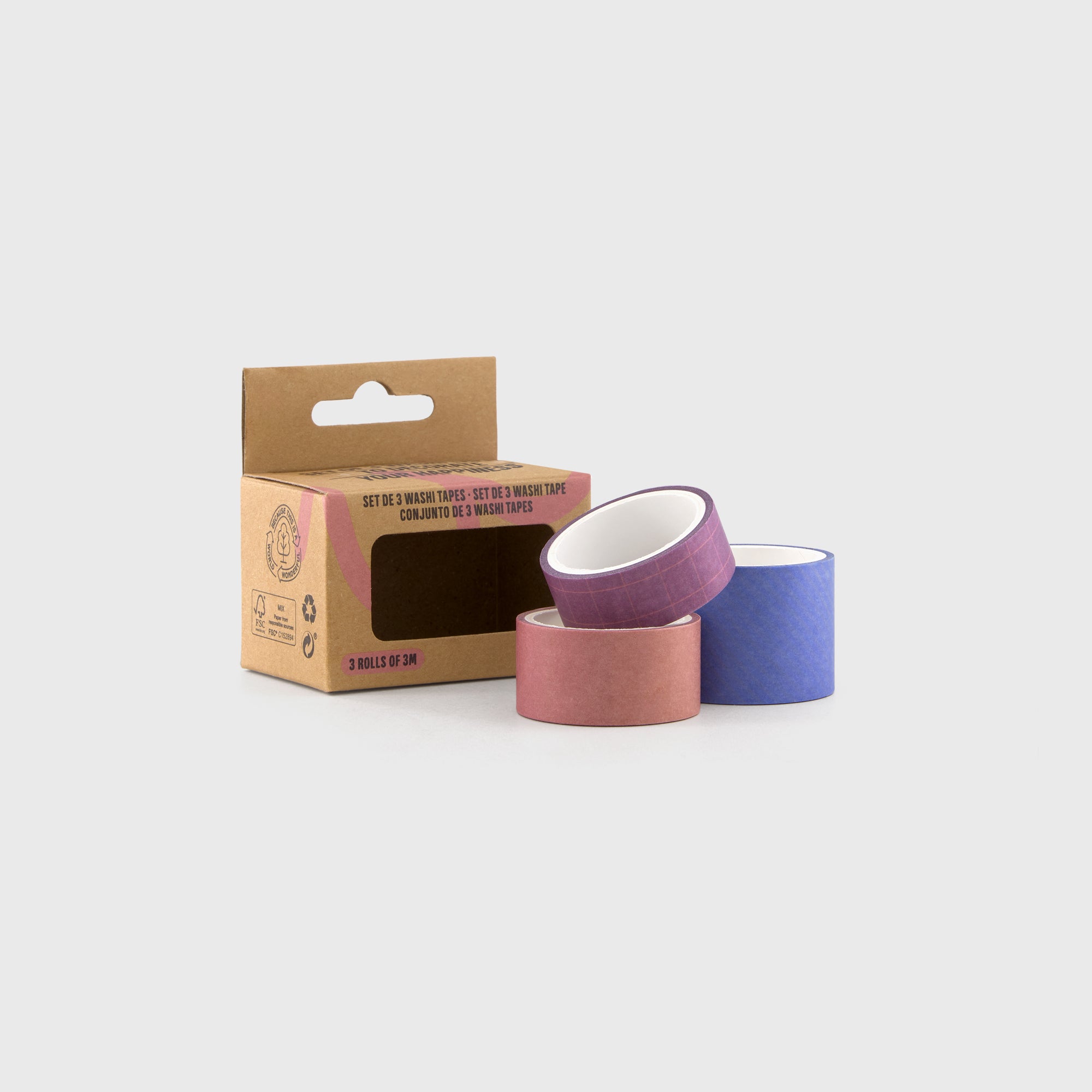 Set of 3 washi tapes to decorate your happiness - Purple