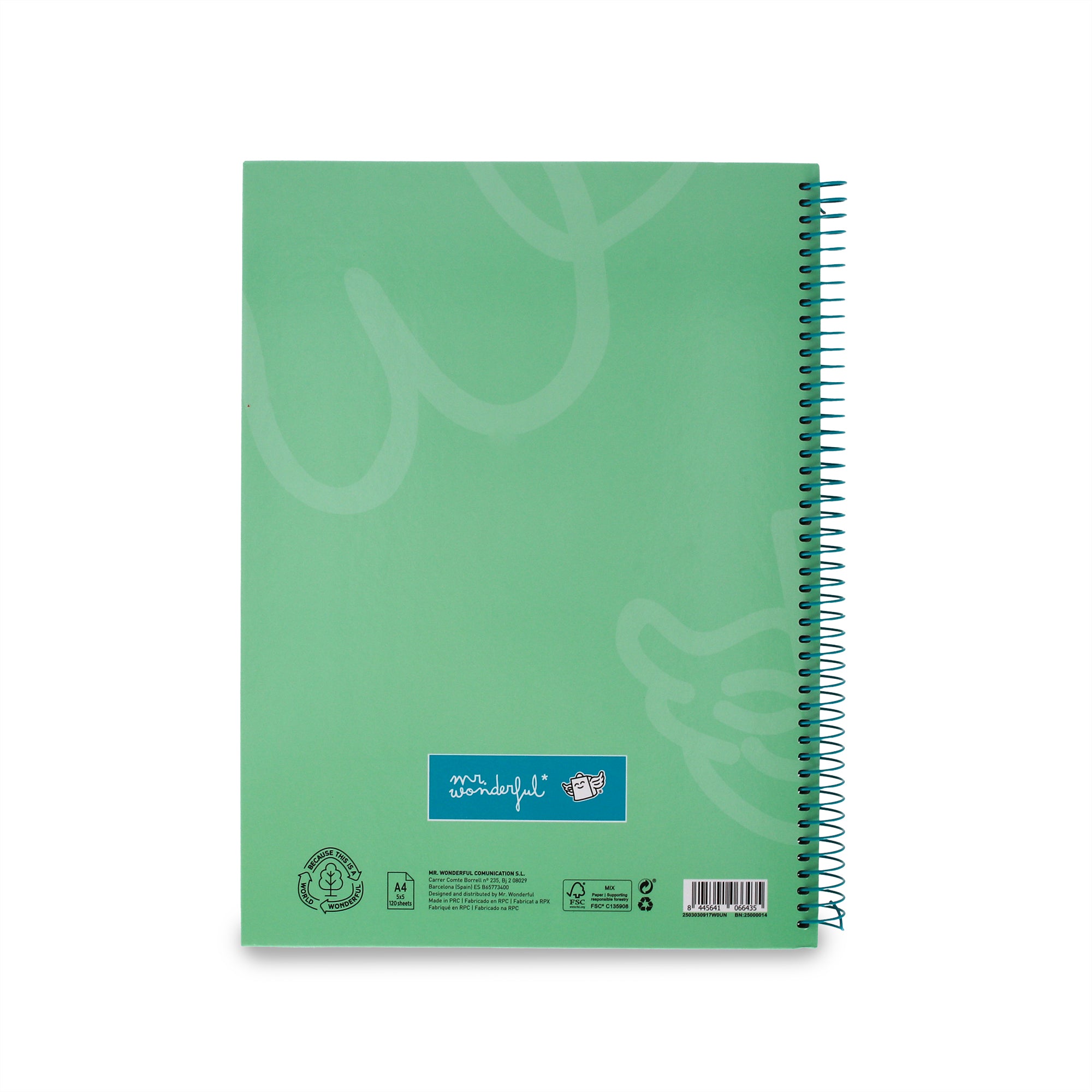 Libreta A4 verde 120 sheets - Grid paper and micro-perforated