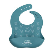 Bavaglino con messaggio in italiano Mr. Wonderful in silicone blu - Me lo mangio tutto io!