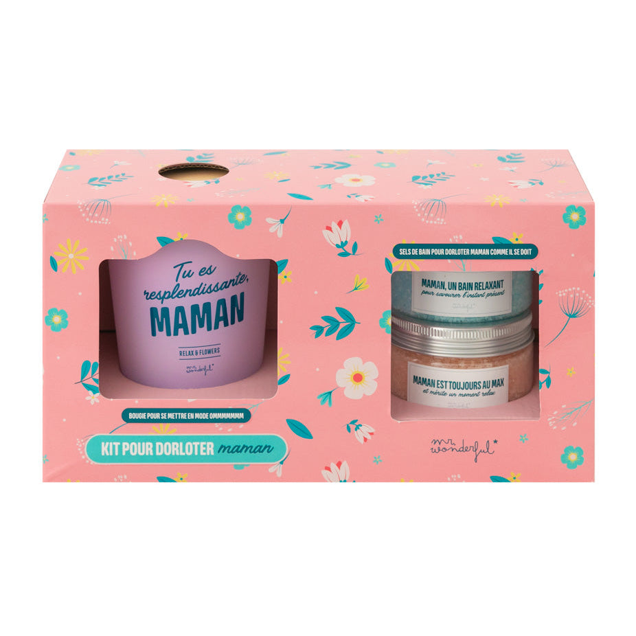 Kit pour dorloter maman - Sels de bain + bougie 