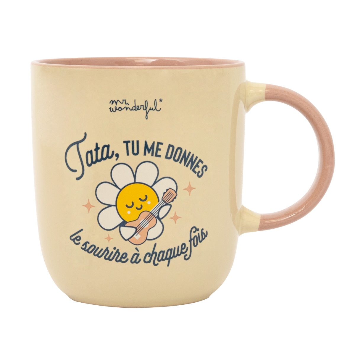 Mug avec message pour les tantes en français Mr. Wonderful - Tata, tu me donnes le sourire à chaque fois