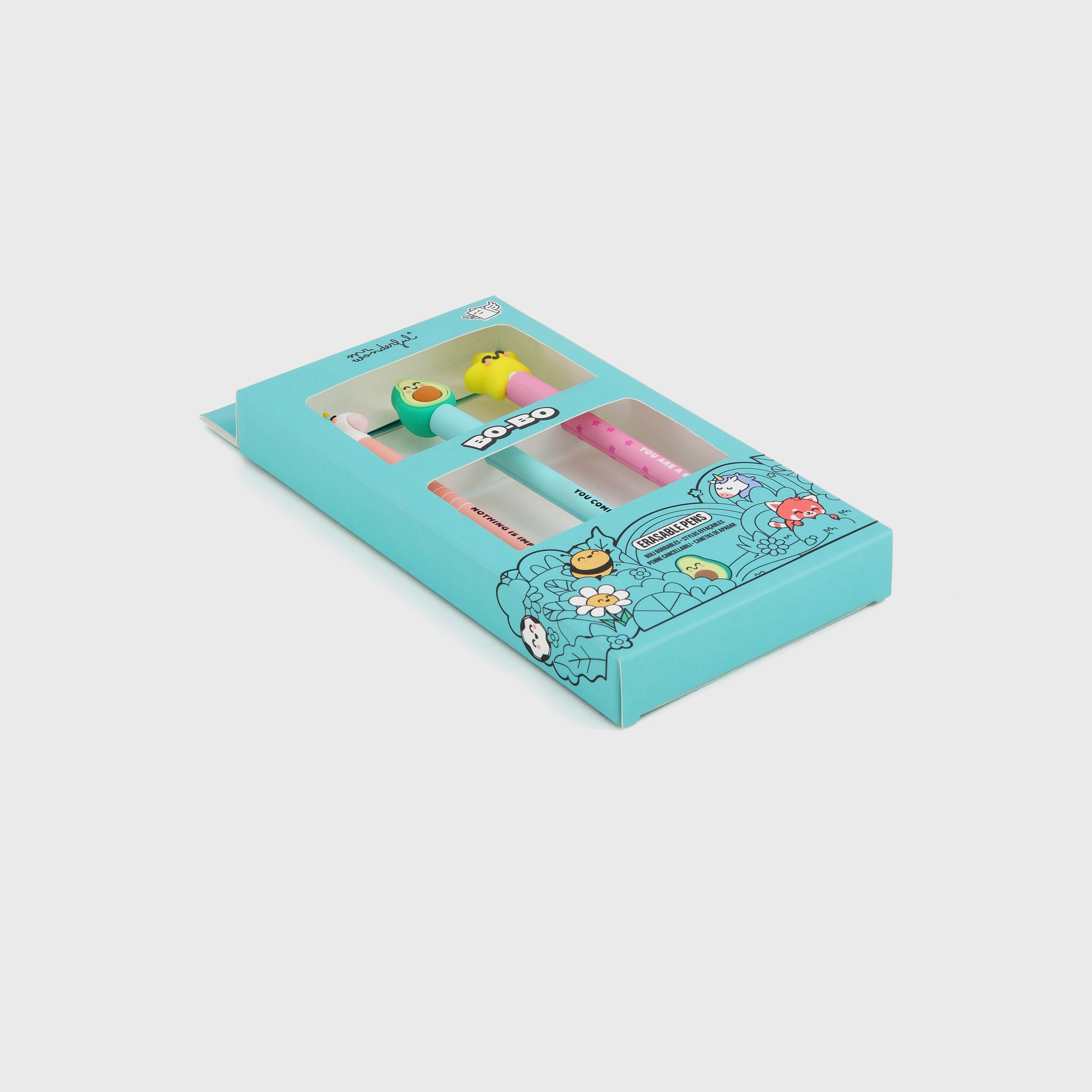 Coffret de stylos effaçables Bo-Bo : Étoile, avocat et licorne
