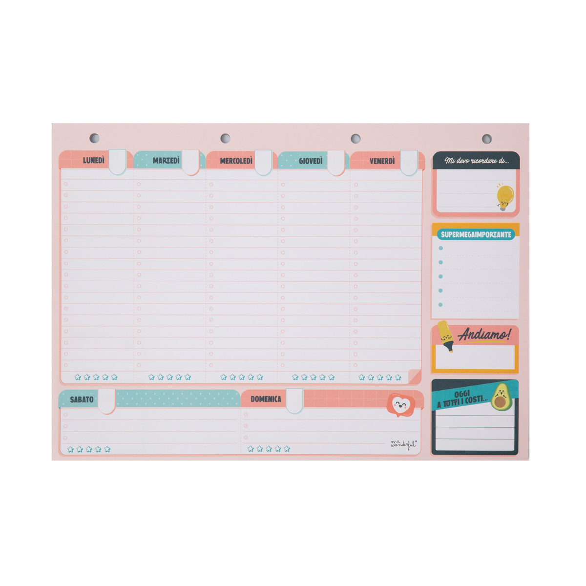 Organizzatore settimanale per non farti sfuggire niente di niente