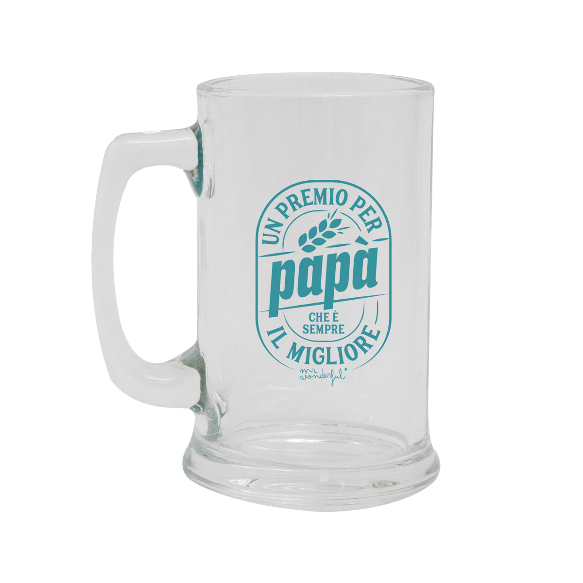 Boccale di birra con messaggio per i papà Mr. Wonderful - Un premio per papà, che è sempre il migliore