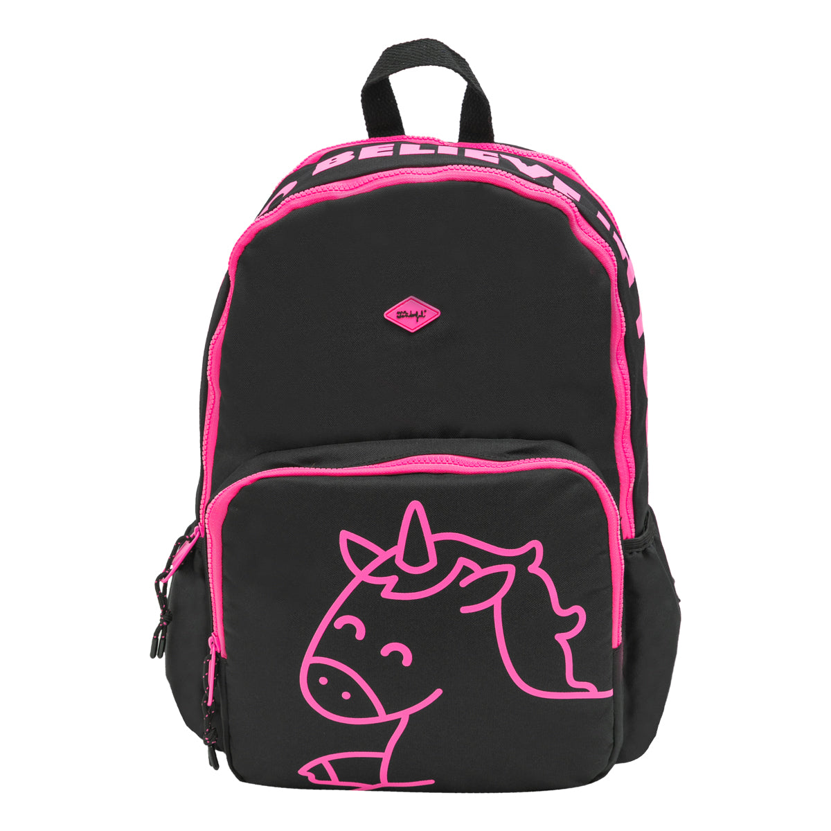 Mochila Backpack Unicorn doble zip negro - Time to believe in you