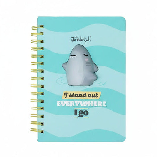 Libreta A5 3D squishy tiburón Mr. Wonderful - I stand out everywhere I go