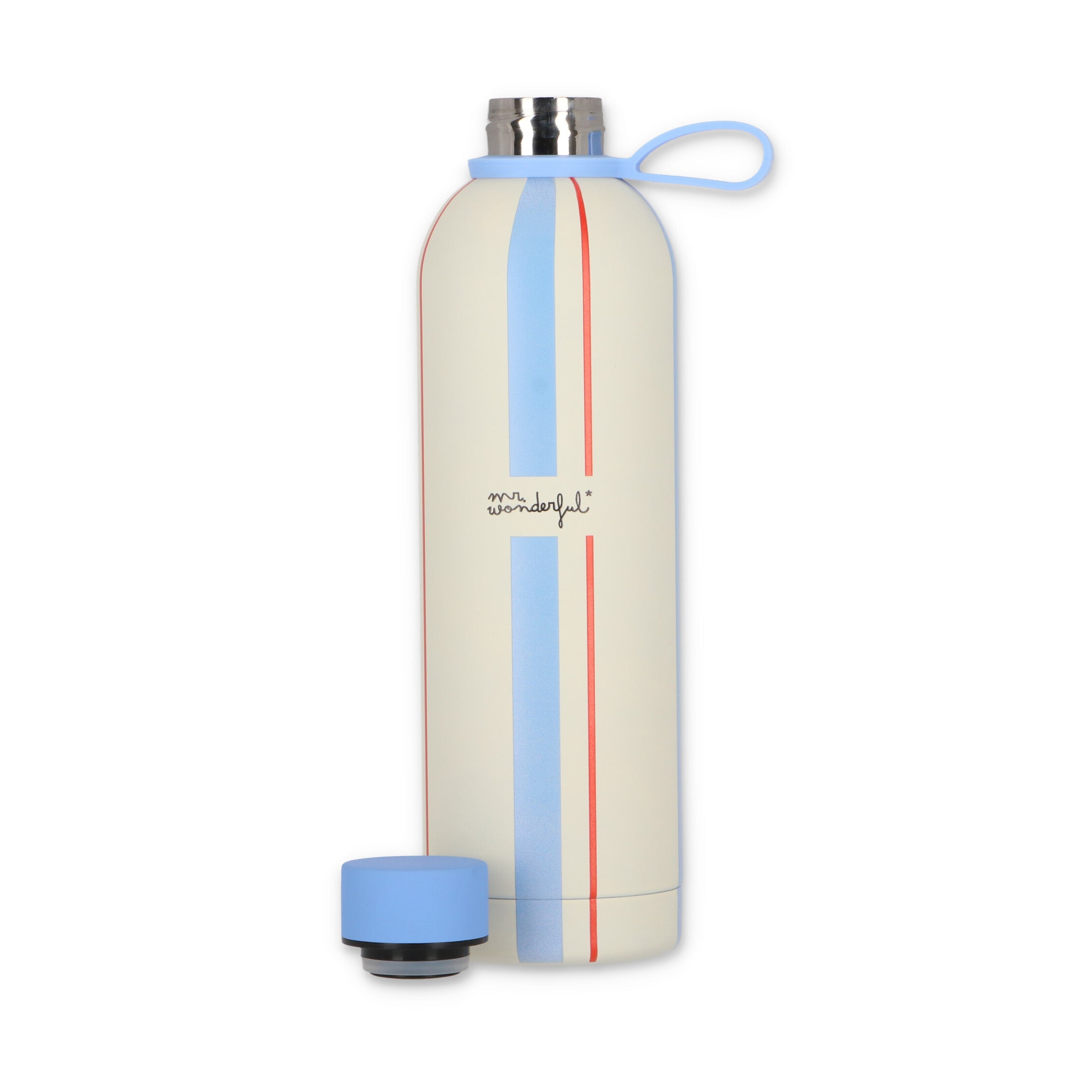 Thermal bottle blue and red stripe - Walking on sunshine