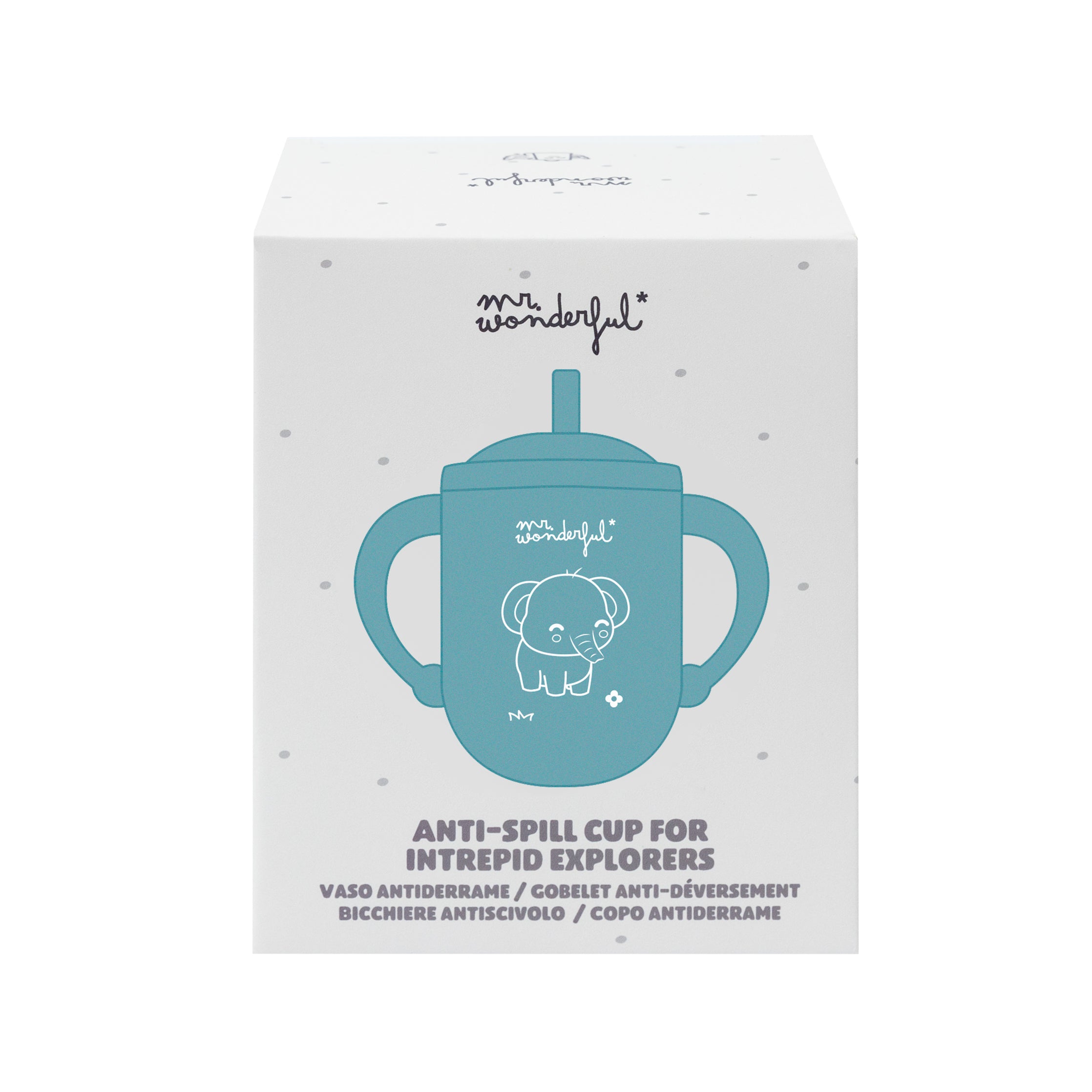 Spill-proof baby cup - Blue elephant