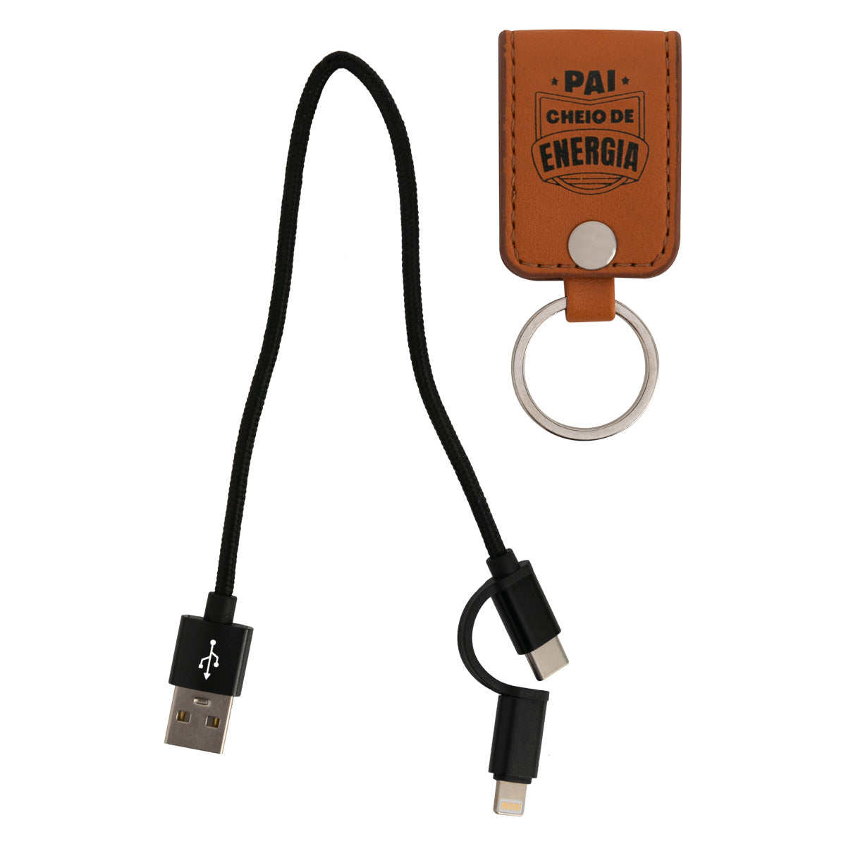 Porta-chaves com carregador para telemóvel - Pai cheio de energia