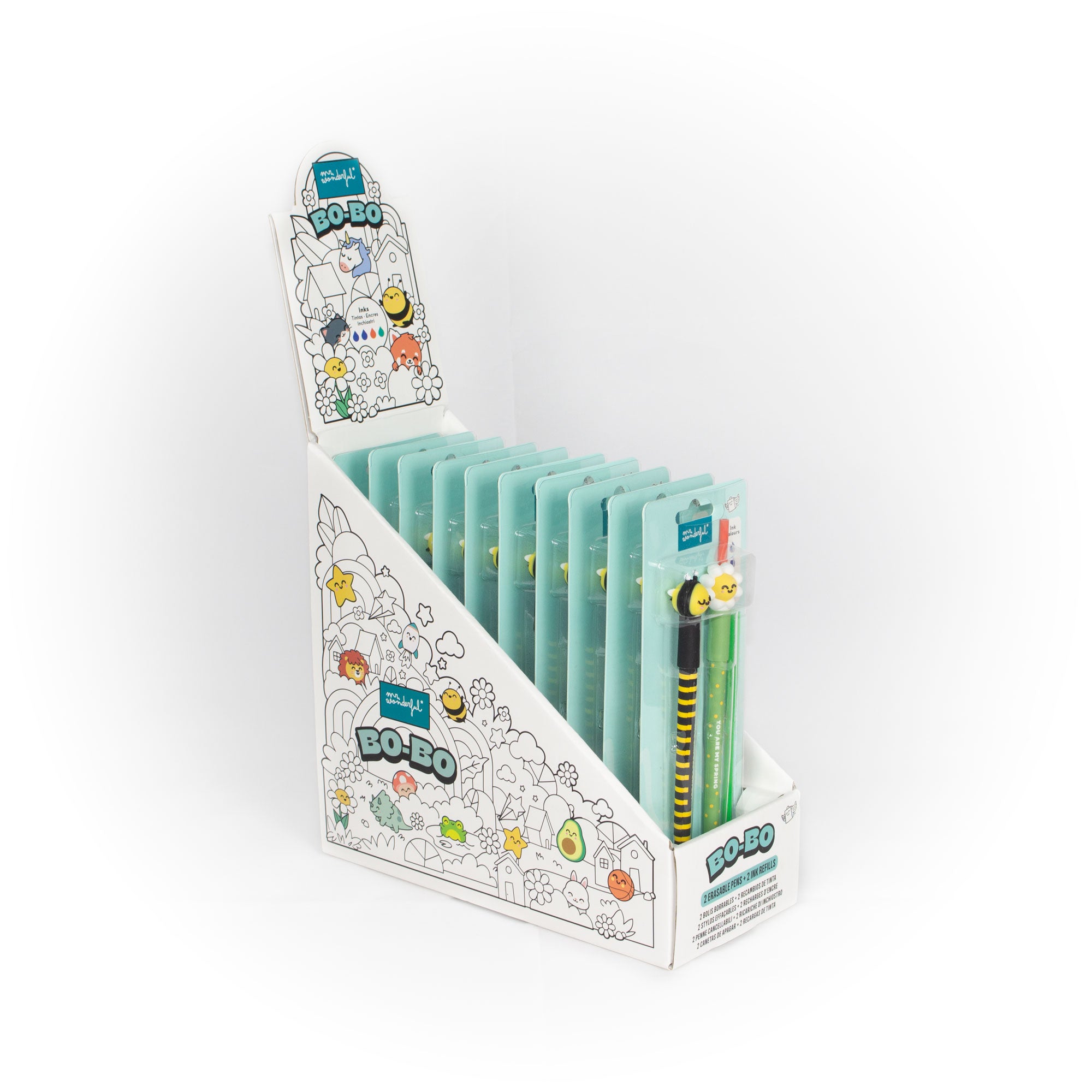 Set of 2 erasable Bo-Bo pens + 2 ink refills - Bee and Daisy