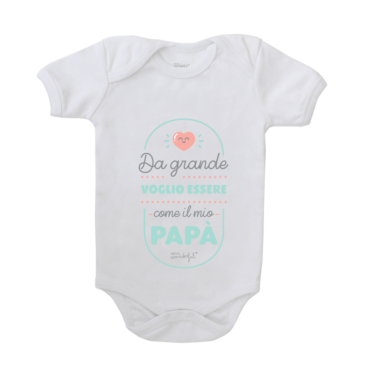 Body per neonato con messaggio in italiano Mr. Wonderful taglia 3-6 - Da grande voglio essere come il mio papà