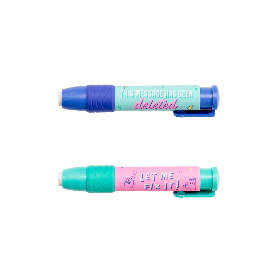 Set of 2 erasers to rub it all out and start again