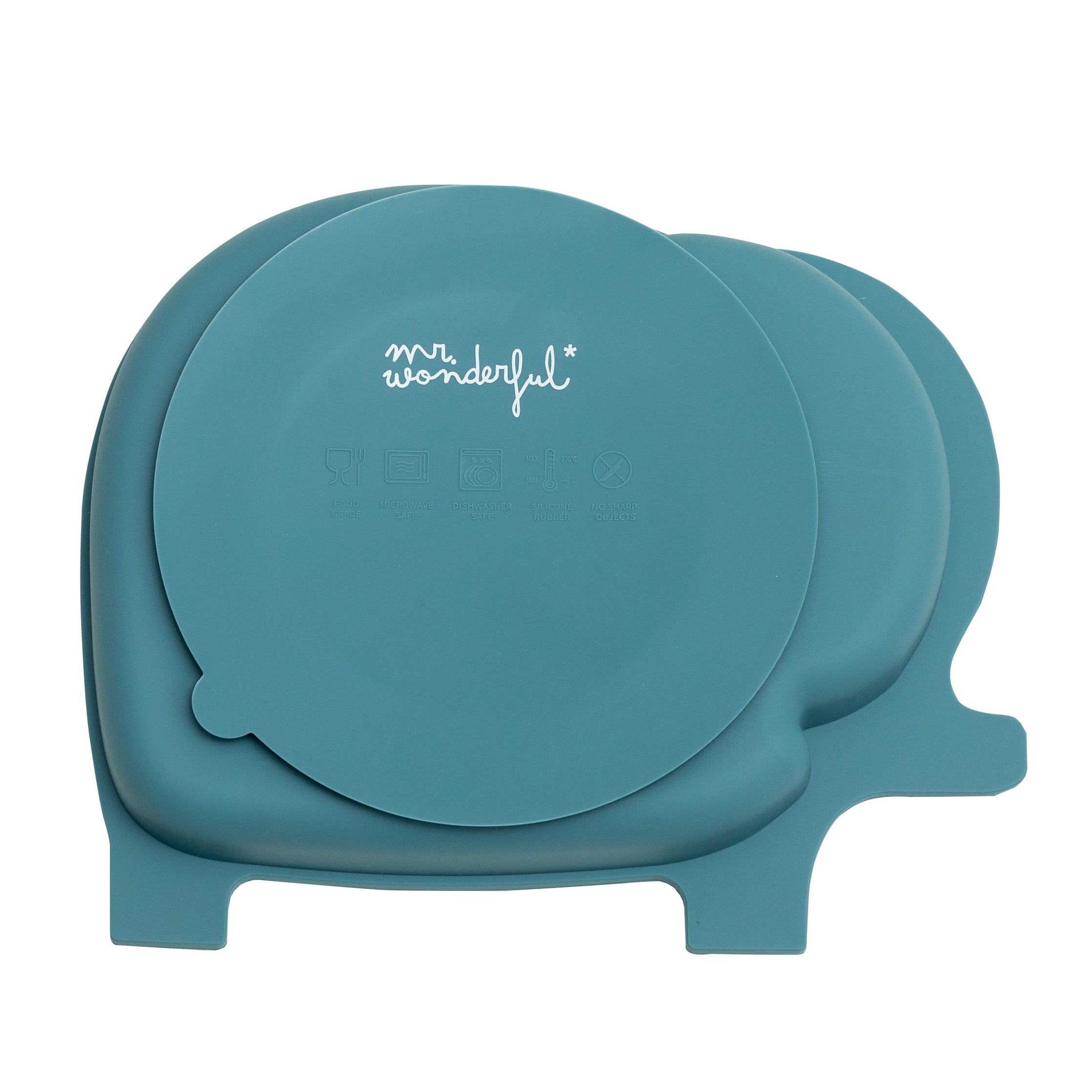 Silicone baby plate with suction cup - Blue elephant