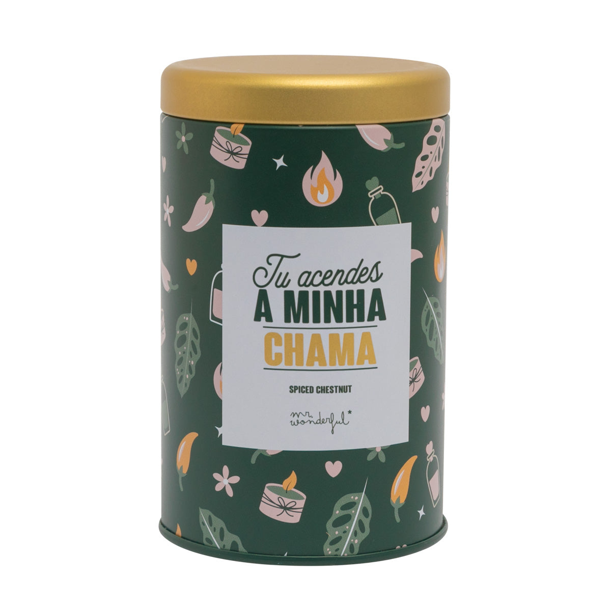 Vela aromática de lata com mensagem Mr. wonderful - Tu acendes a minha chama