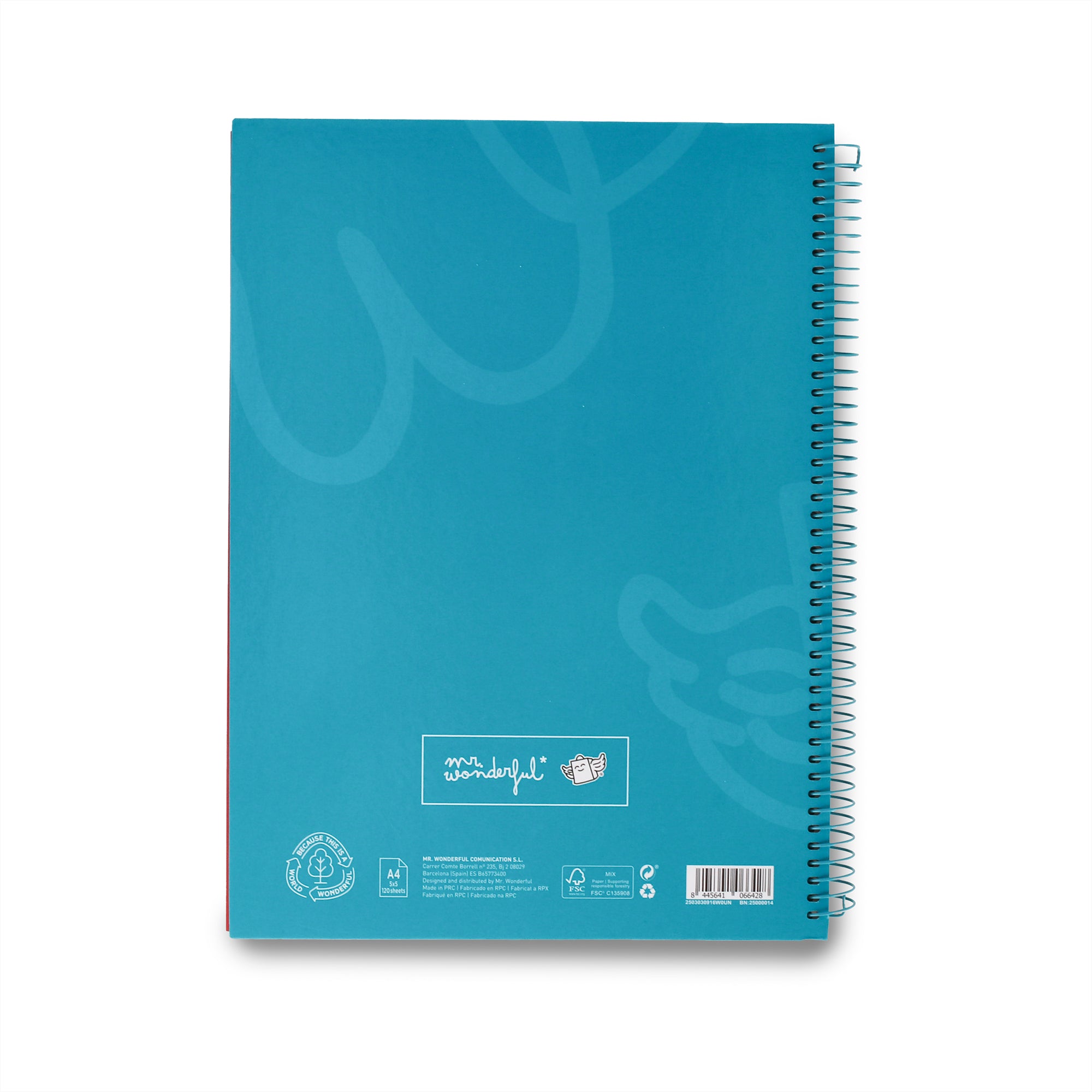 Libreta A4 Turquesa 120 sheets - Grid paper and micro-perforated