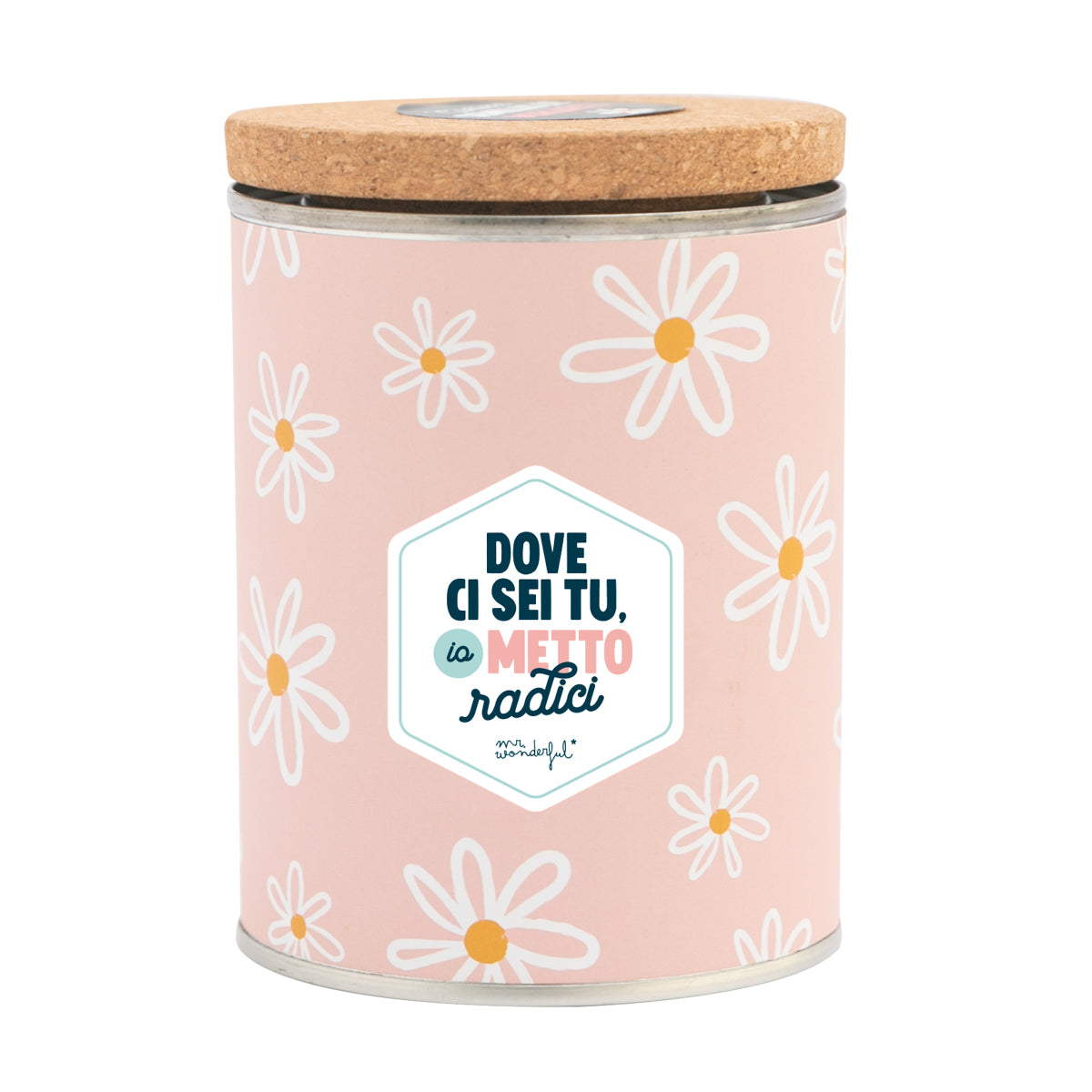 Vaso di latta con semi e messaggio - Dove ci sei tu, io metto radici