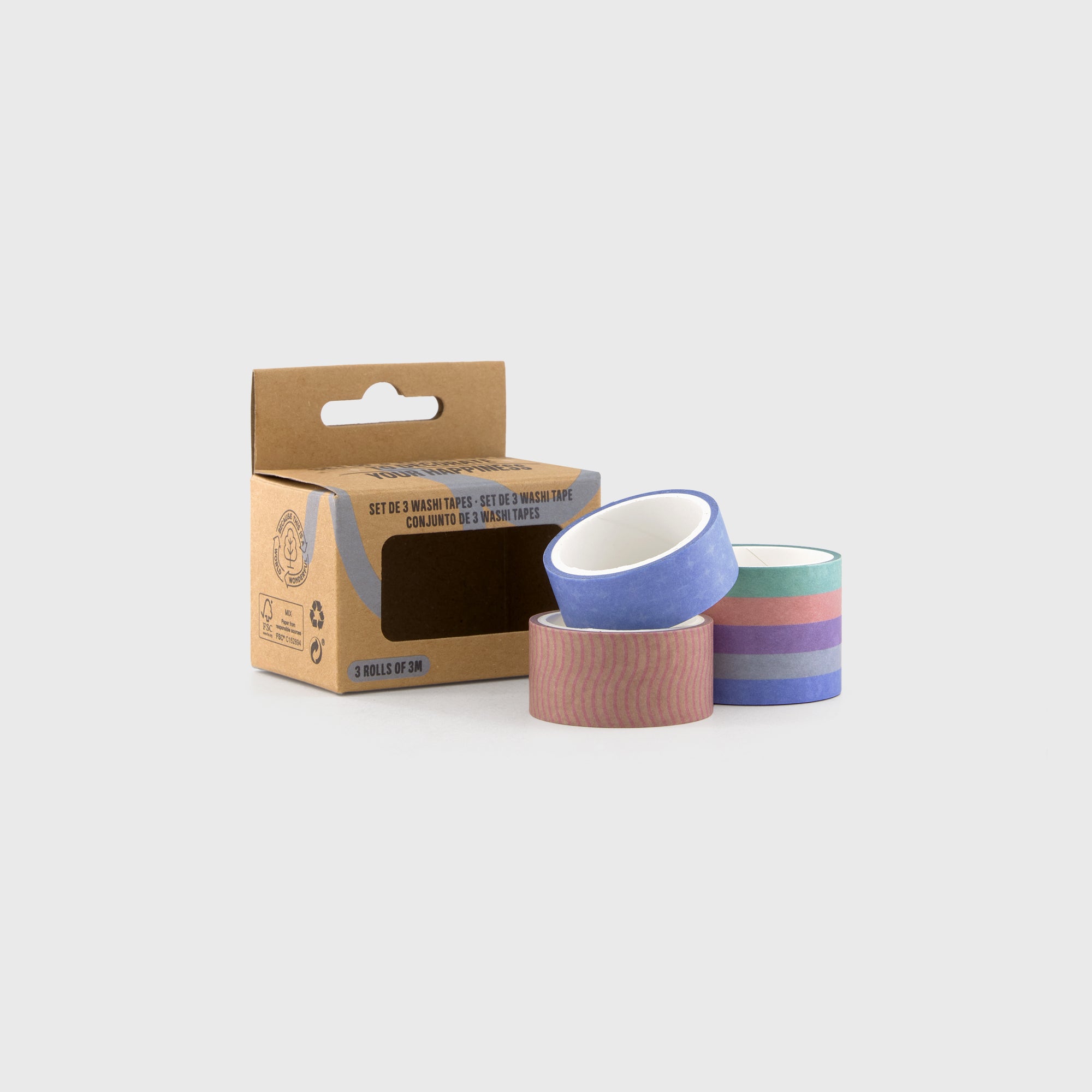Set of 3 washi tapes to decorate your happiness - Blue