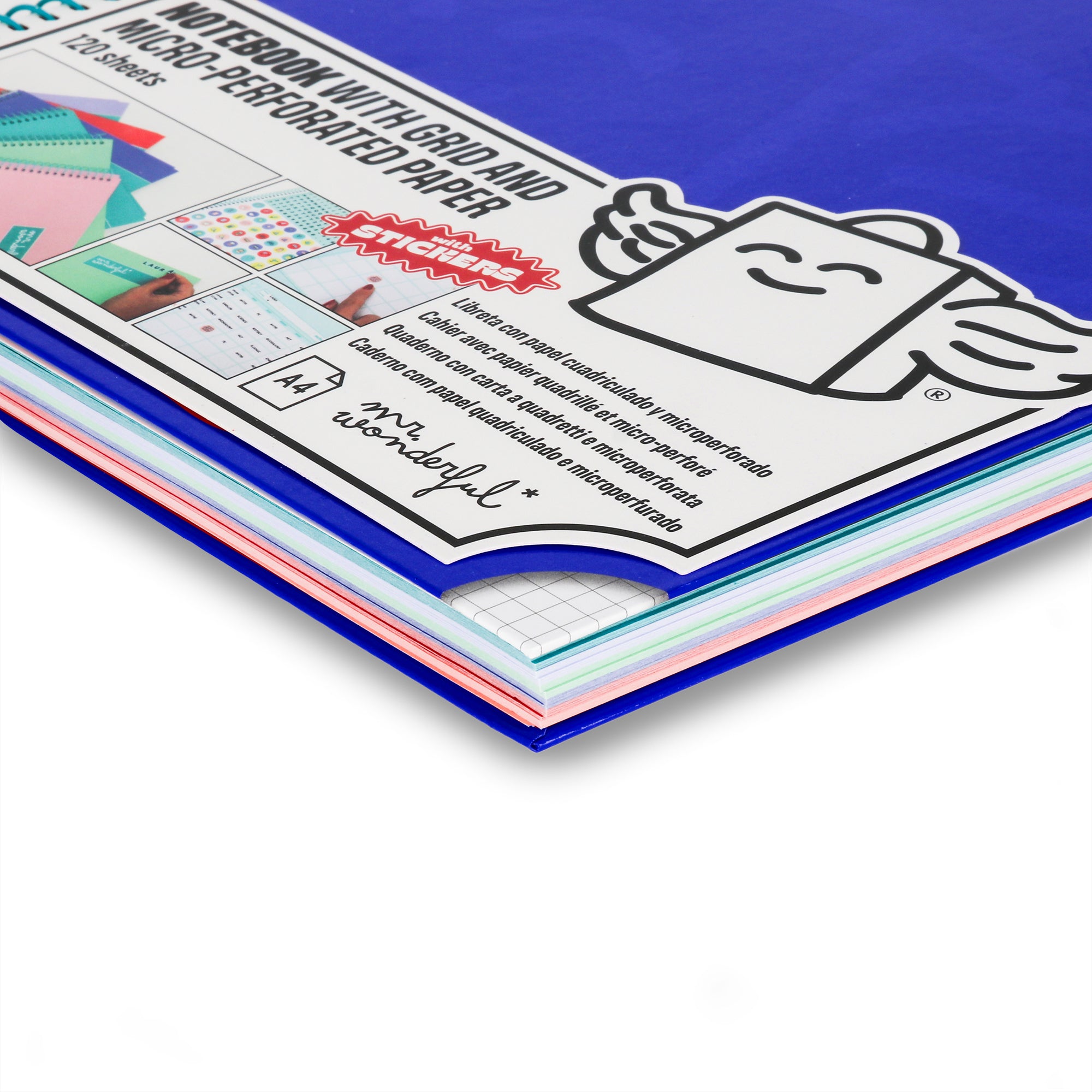 Libreta A4 azul 120 sheets - Grid paper and micro-perforated