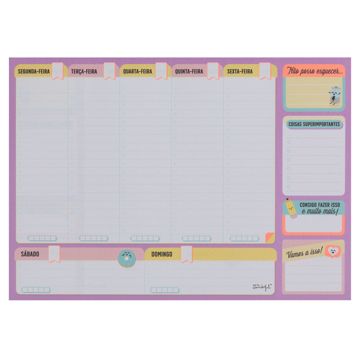 Organizador semanal para realizares todos os teus sonhos