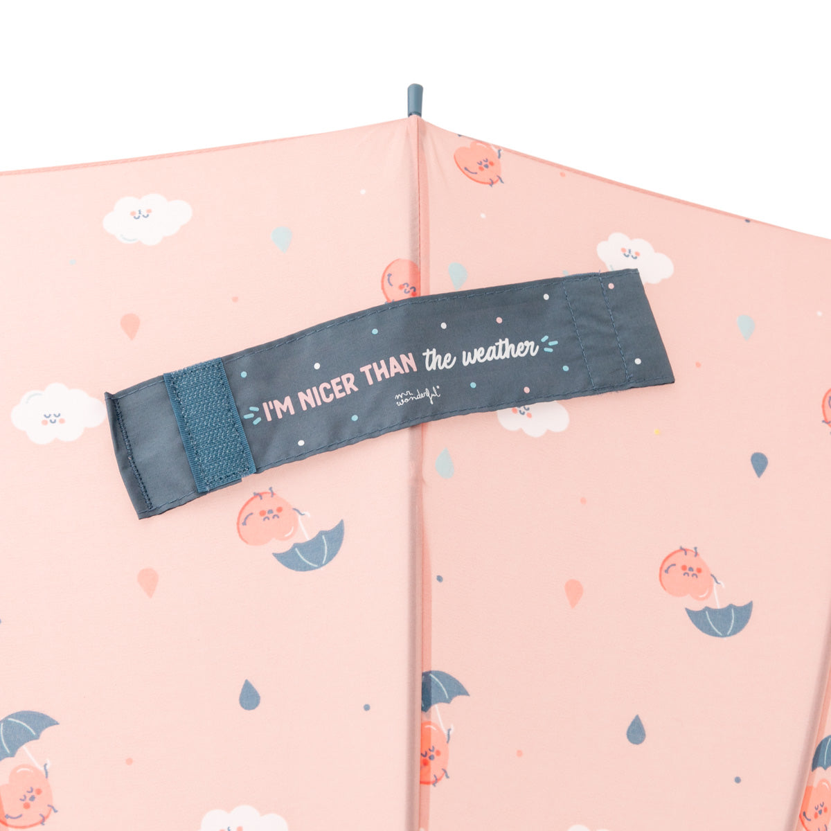 Grand parapluie rose - Coeurs et nuages