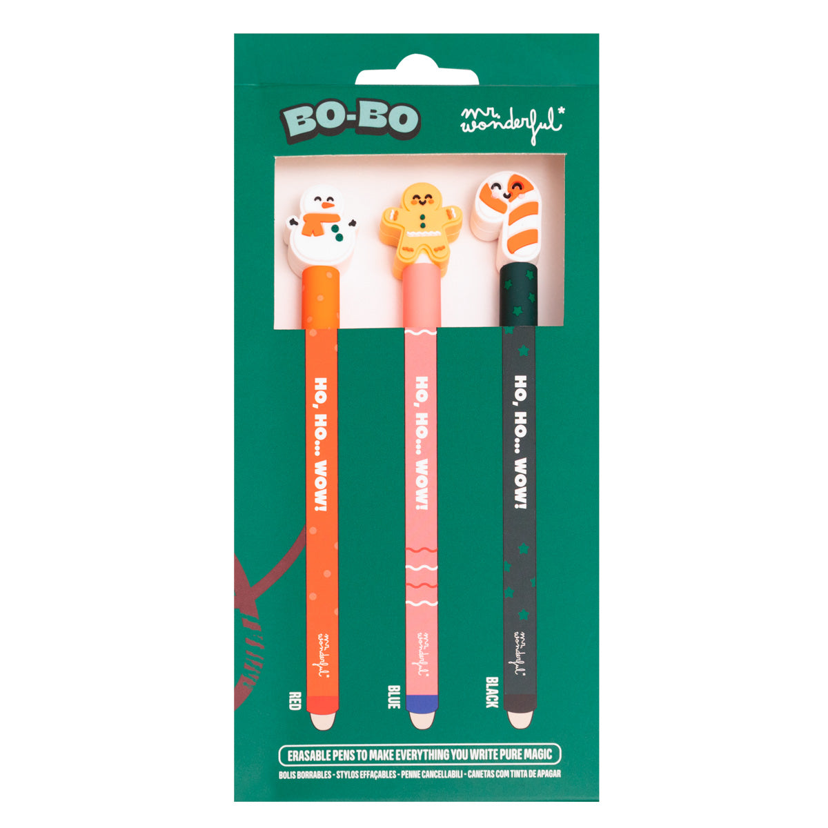 Set de 3 Bolis Borrables Bo-Bo's  make everything you write pure magic - Ho, ho… WOW!.