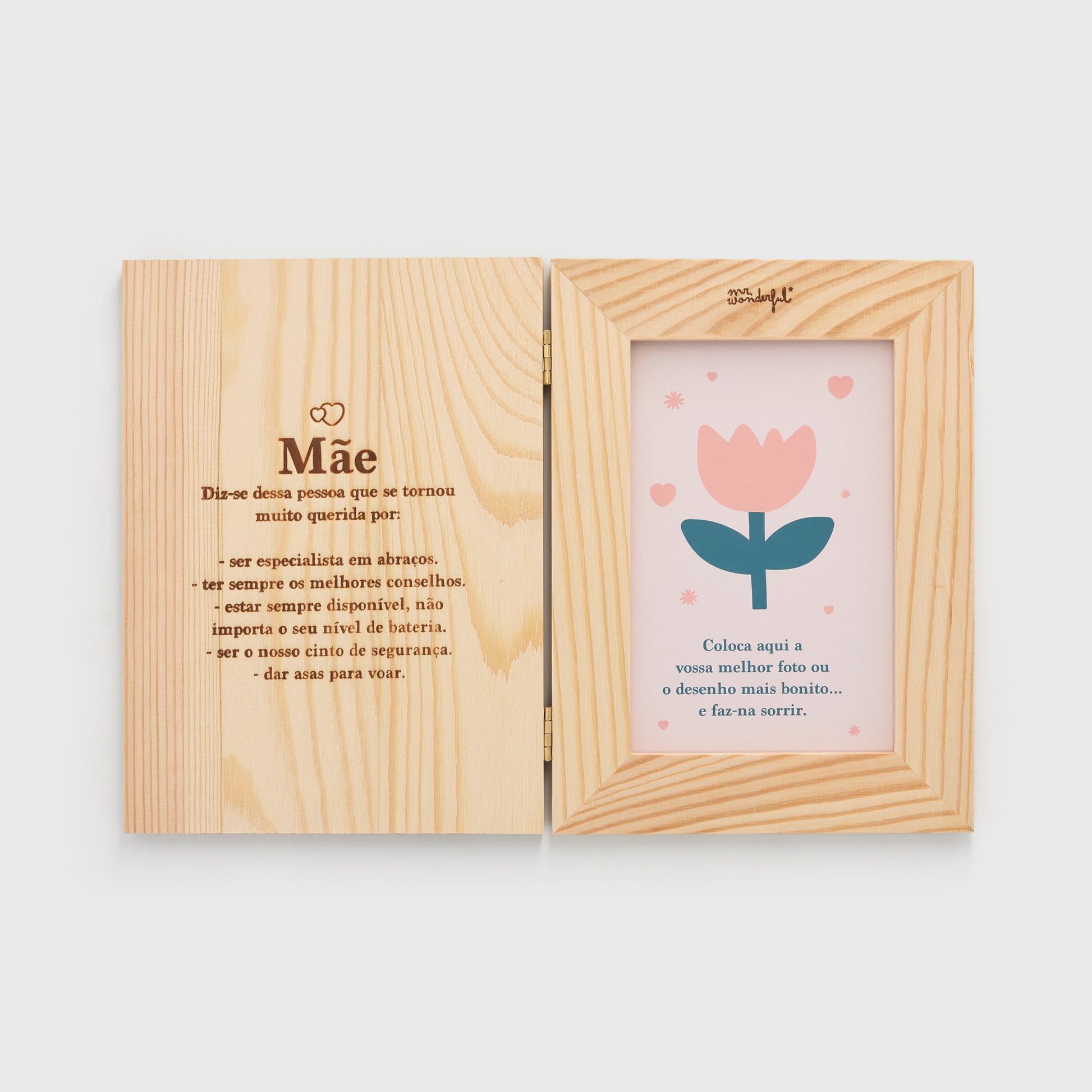 Moldura de madeira com mensagem para as mães Mr. Wonderful 8x13 - Definição "Mãe"