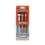 Set di 3 penne cancellabili Bo-Bo – Fattoria: Agnello, Asino e Cavallo