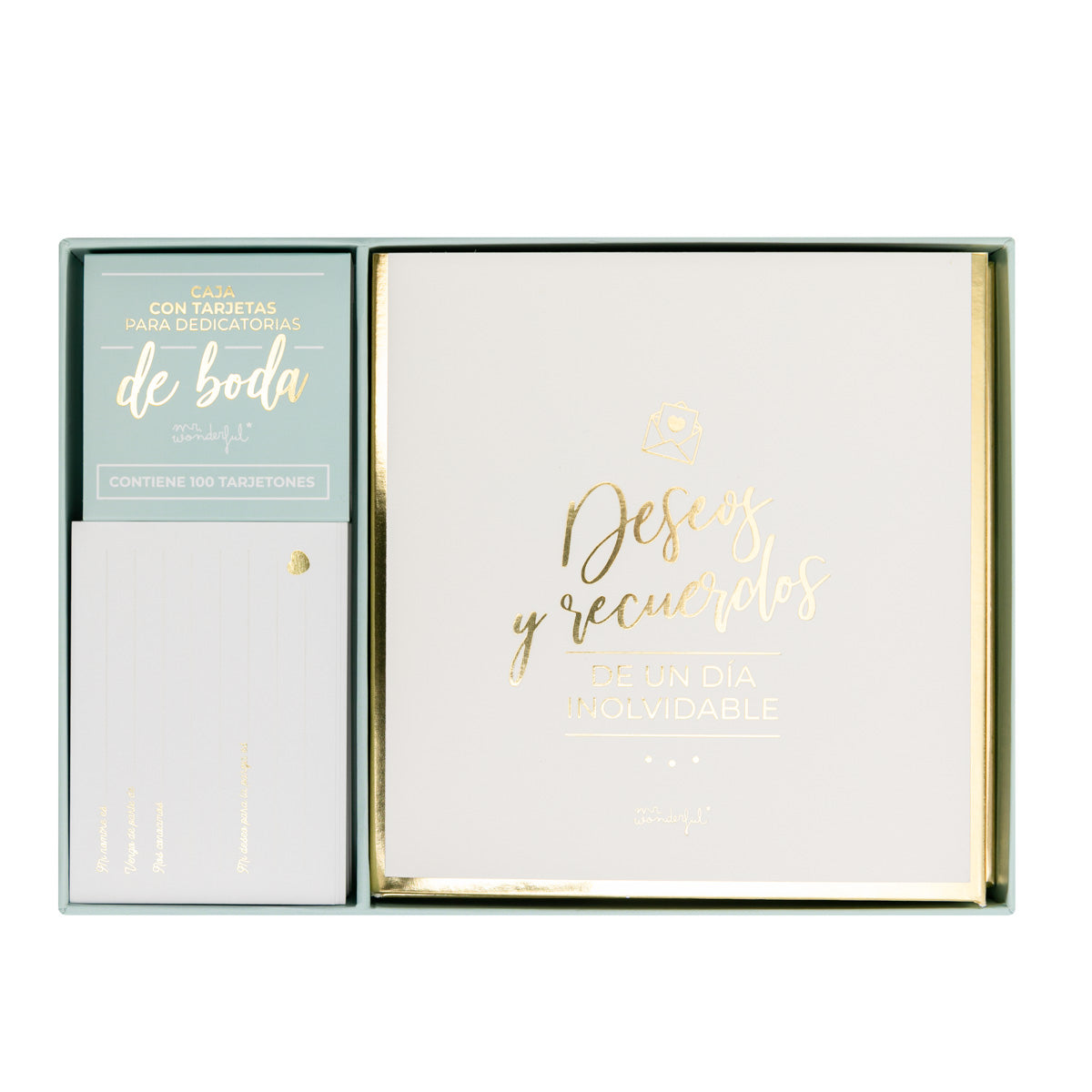 Caja con tarjetas para firmas de bodas - Deseos y recuerdos de un día inolvidable