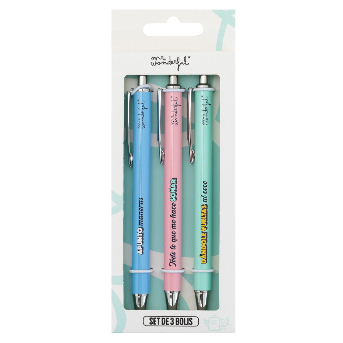 Set de 3 bolis para apuntar alto y cumplir sueños.