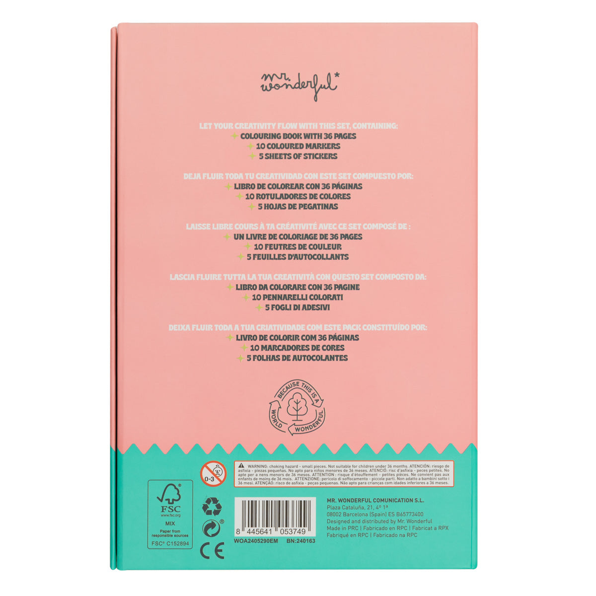 Colouring book + coloured marker pens + stickers - Colour & have fun.