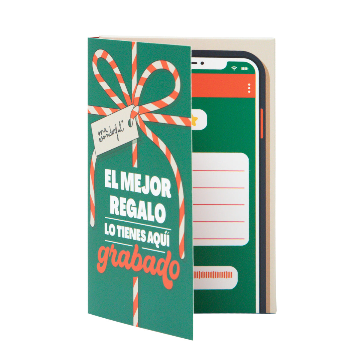 Postal con grabador de mensaje audio - El mejor regalo lo tienes aquí grabado.
