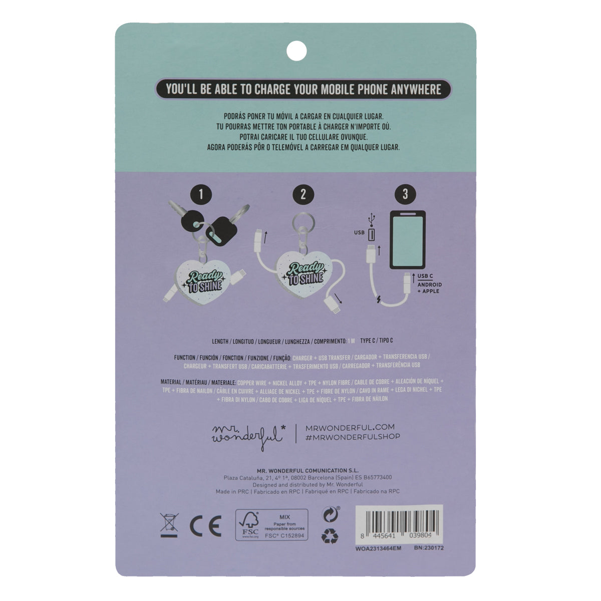 Keyring with phone charger - Ready to shine