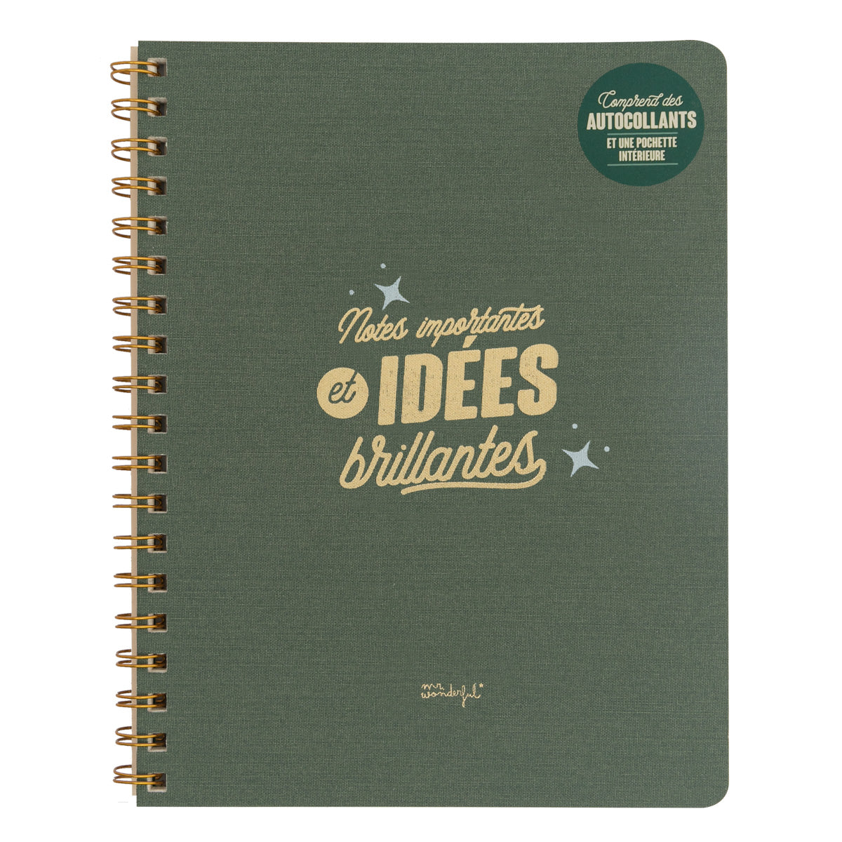 Cahier A5 avec message en français Mr. Wonderful - Notes importantes et idées brillantes