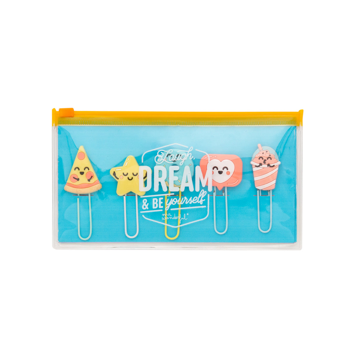 Pencil case with set of character clips - Laugh, dream & be...