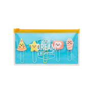 Pencil case with set of character clips - Laugh, dream & be...