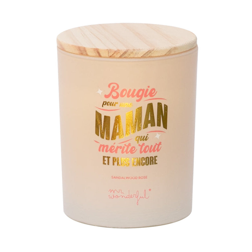 Bougie parfumée avec message en français pour les mamans Mr. Wonderful Fête des Mères - Bougie pour une maman qui mérite tout et plus encore