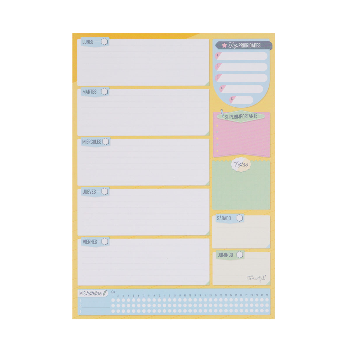 Organizador para semanas bien aprovechadas