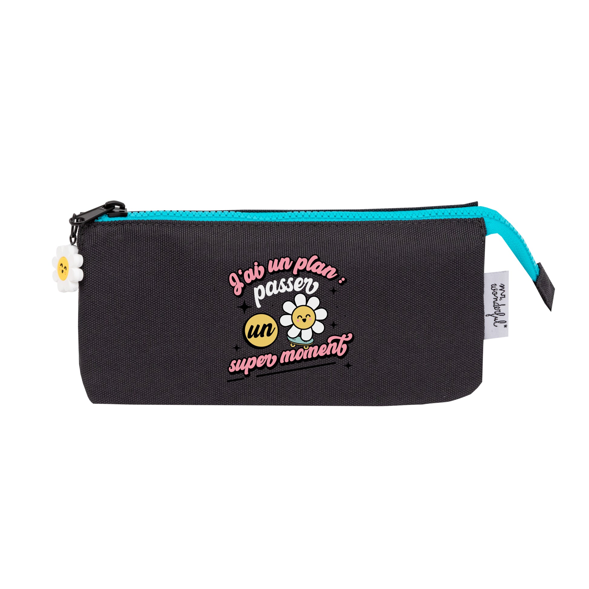 Trousse scolaire triple Mr. wonderful avec message en français Marguerite - J'ai un plan : passer un super moment