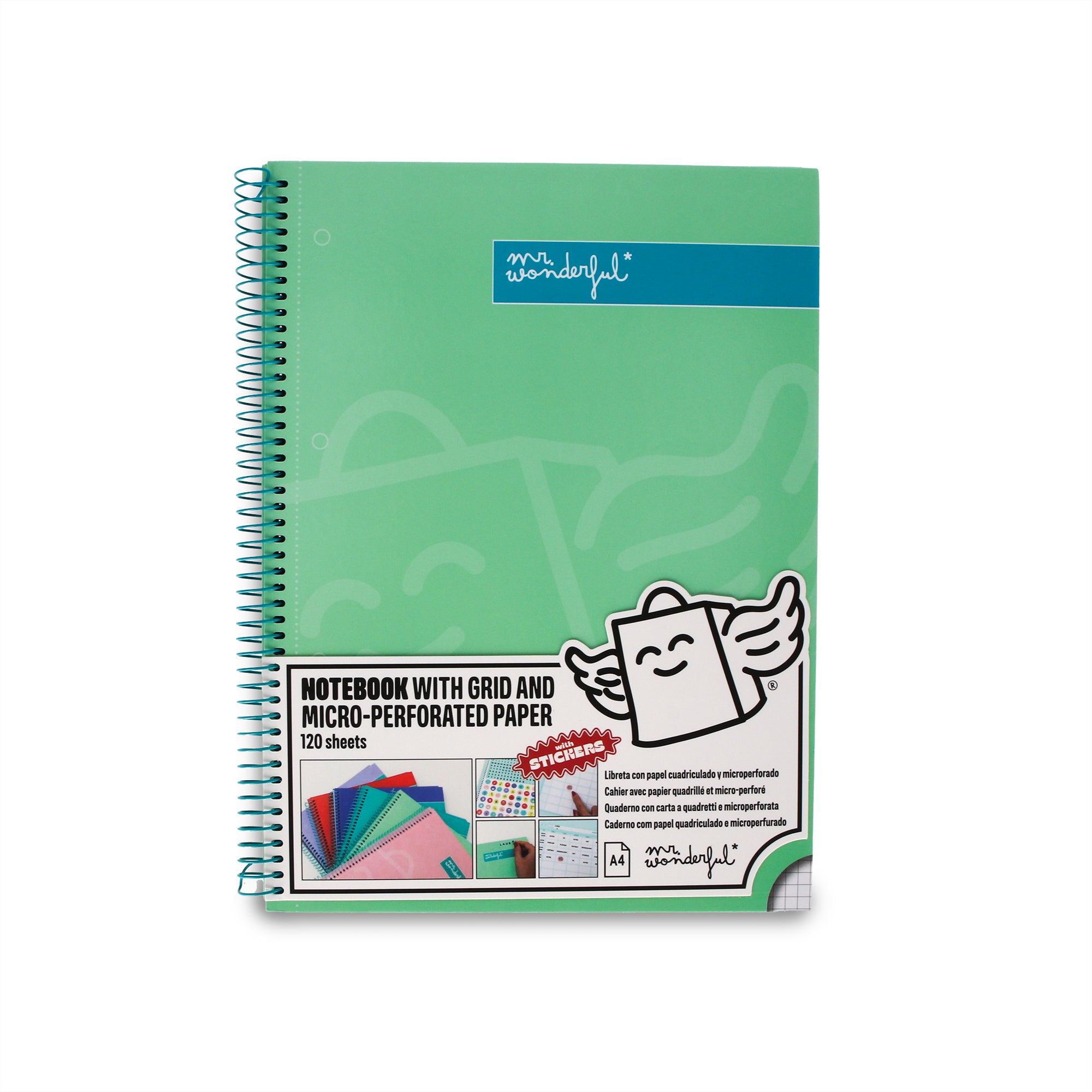 Libreta A4 verde 120 sheets - Grid paper and micro-perforated
